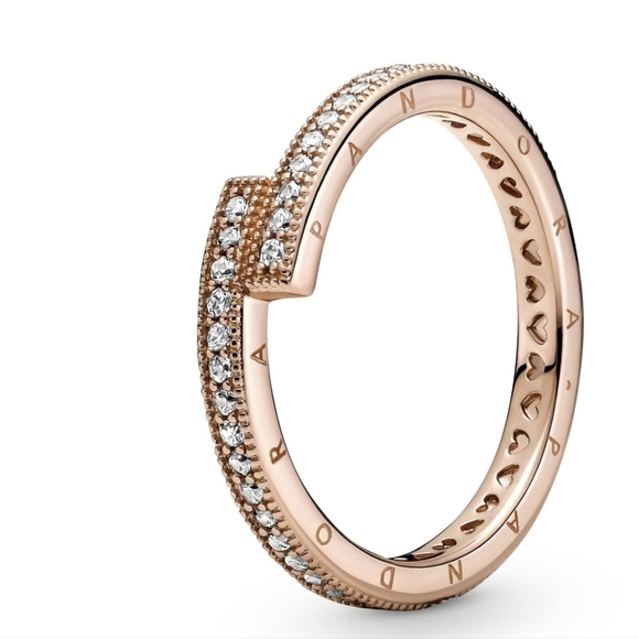 Pandora Jewelry - Pandora Sparkling Overlapping Ring Rose gold size 58